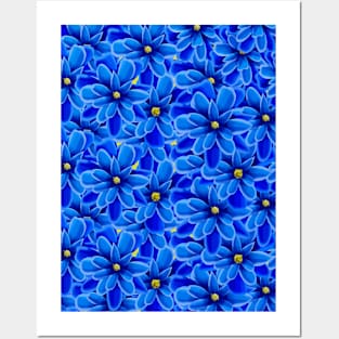 Blue Flower Pattern Posters and Art